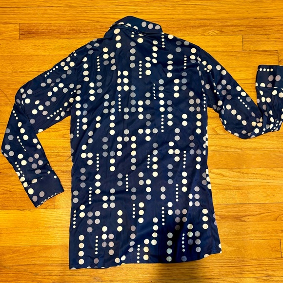 JOHN BLAIR MENSWEAR-from 1970’s-navy polka/dot print point-collar shirt! Size M! - Picture 4 of 4
